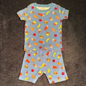Janie and Jack 100% Cotton Good Night Short Sleeve PJs in “Sky Blue Snacks”
